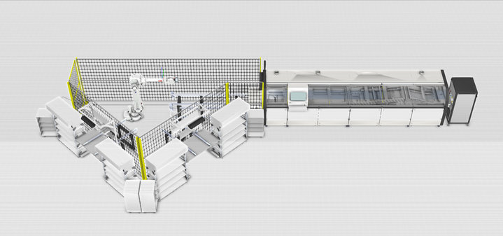 Bauteilverteilung via Roboter an Arbeitsplätze Lötstation, Roboter, zwei Arbeitsplätze