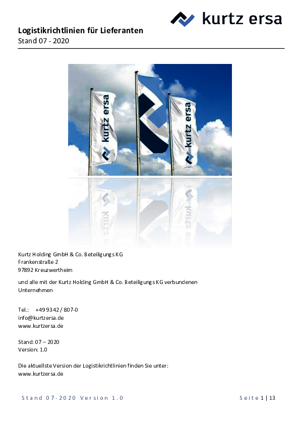 Logistikrichtlinie für Lieferanten
